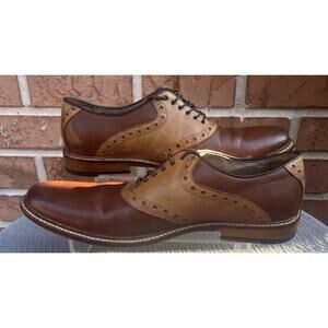 Men's Aston Grey Bank Brown Tan Two Toned Leather Dress/Business Shoes Size 11.5